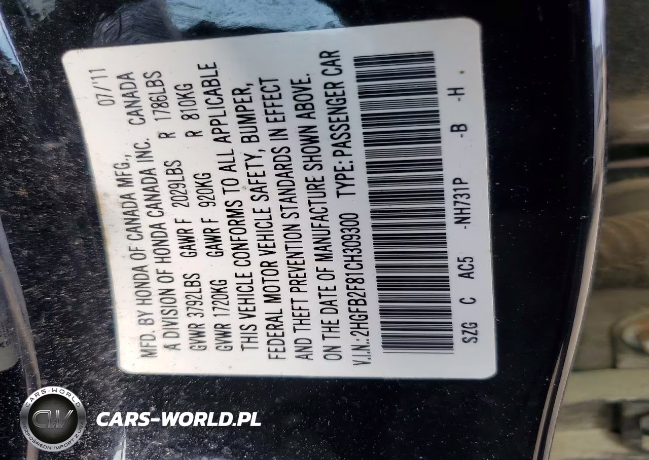 2012 Honda Civic Ex VIN:2HGFB2F81CH309300 - 12