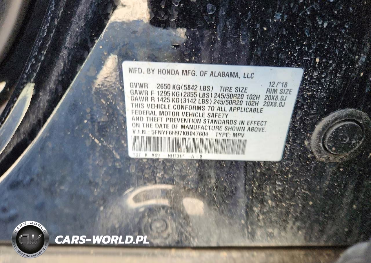 2019 Honda Pilot Touring VIN:5FNYF6H97KB047604 - 13