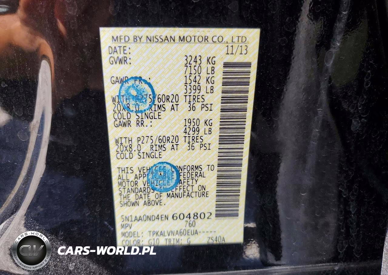 2014 Nissan Armada Sl VIN:5N1AA0ND4EN604802 - 13