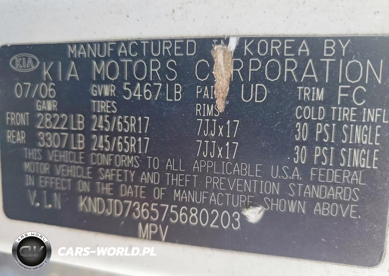 2007 Kia Sorento Base VIN:KNDJD736575680203 - 12