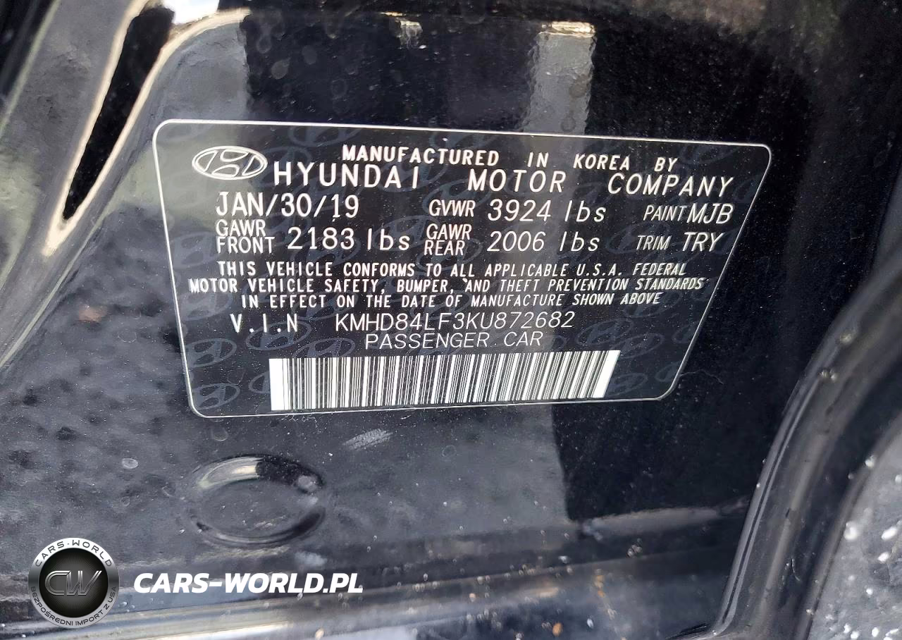 2019 Hyundai Elantra Sel VIN:KMHD84LF3KU872682 - 12