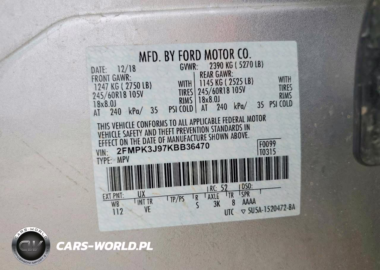 2019 Ford Edge Sel VIN:2FMPK3J97KBB36470 - 14