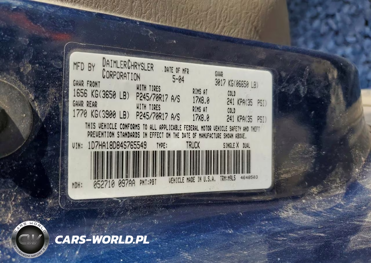 2004 Dodge 1500 Ram V VIN:1D7HA18D84S765549 - 12
