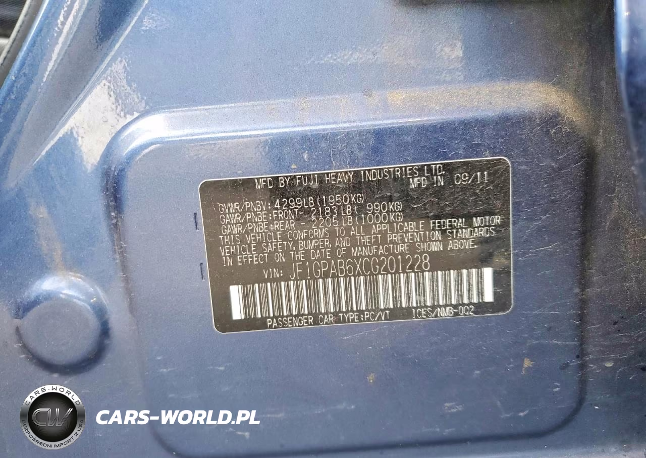 2012 Subaru Impreza Premium VIN:JF1GPAB6XCG201228 - 12