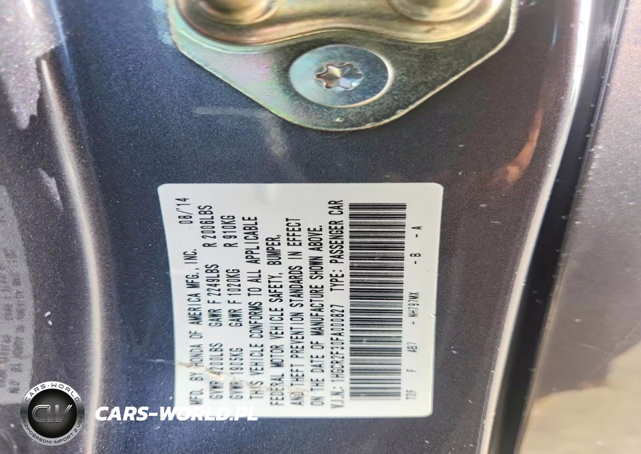2015 Honda Accord Lx VIN:1HGCR2F30FA000827 - 12