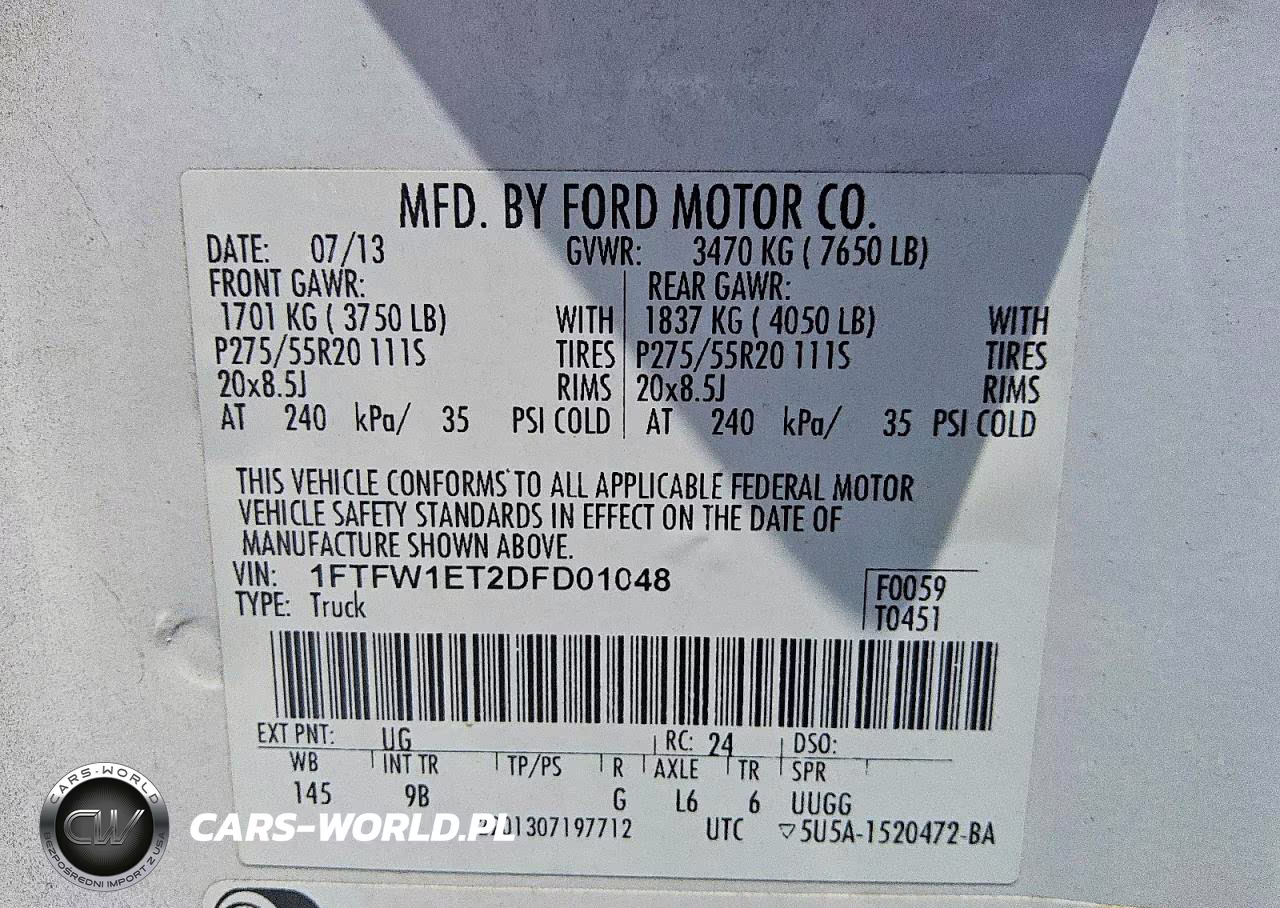 2013 Ford F150 Supercrew VIN:1FTFW1ET2DFD01048 - 13