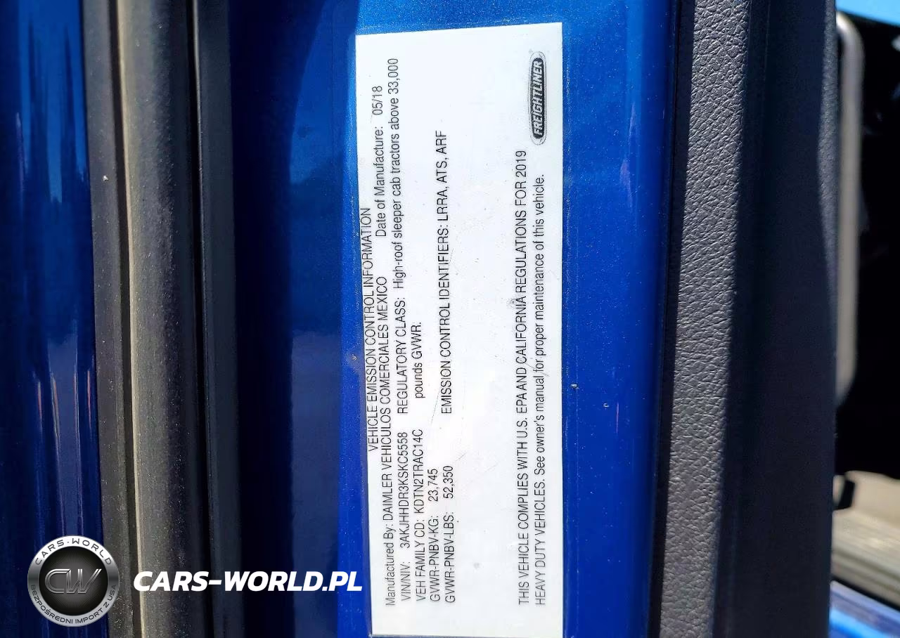 2019 Freightliner Cascadia 126 VIN:3AKJHHDR3KSKC5558 - 10