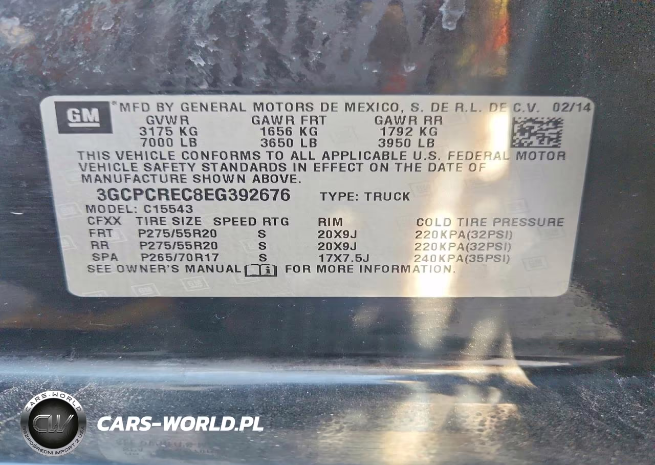 CHEVROLET SILVERADO 1500 VIN:3GCPCREC8EG392676 - 12