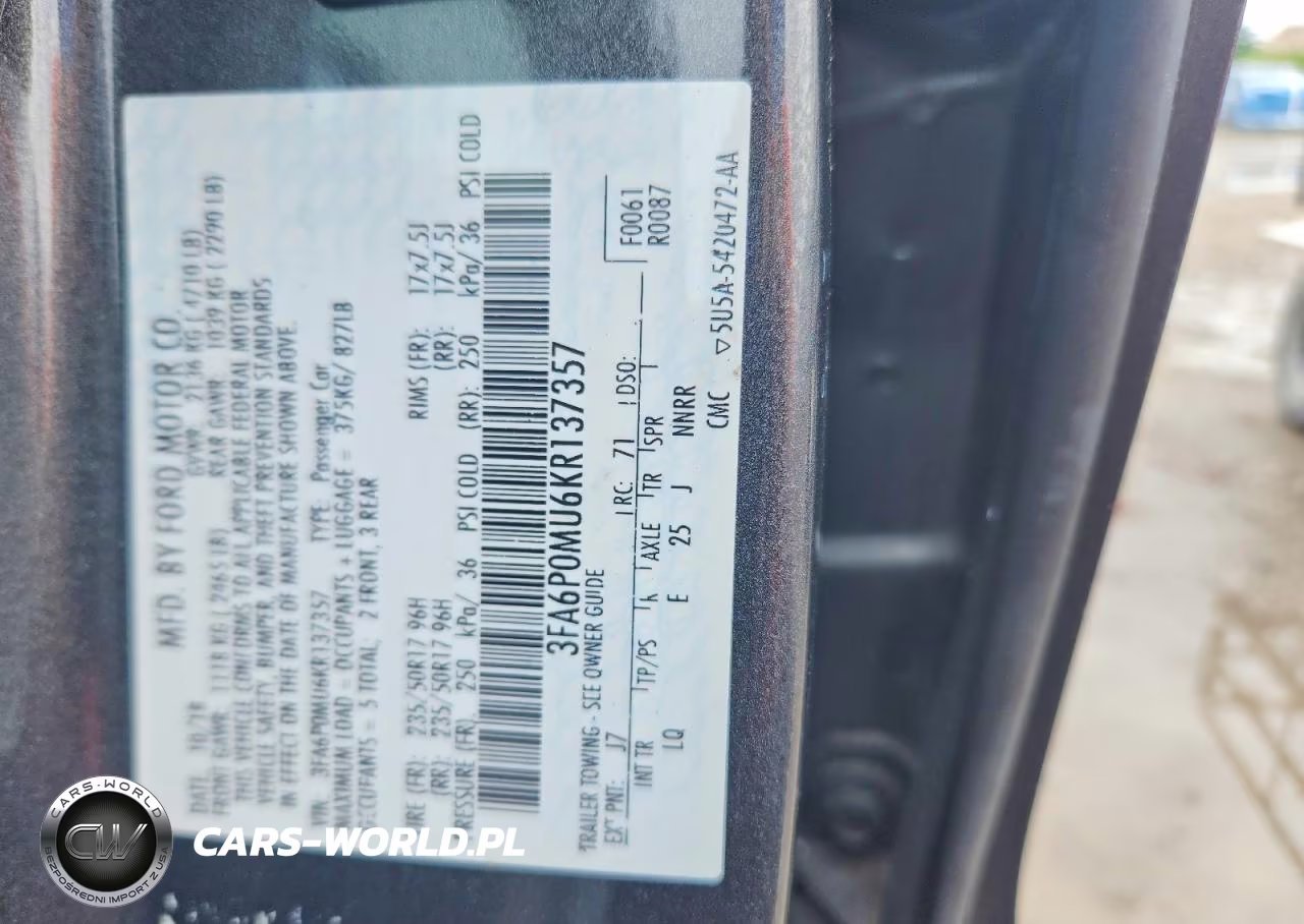 2019 Ford Fusion Sel VIN:3FA6P0MU6KR137357 - 12
