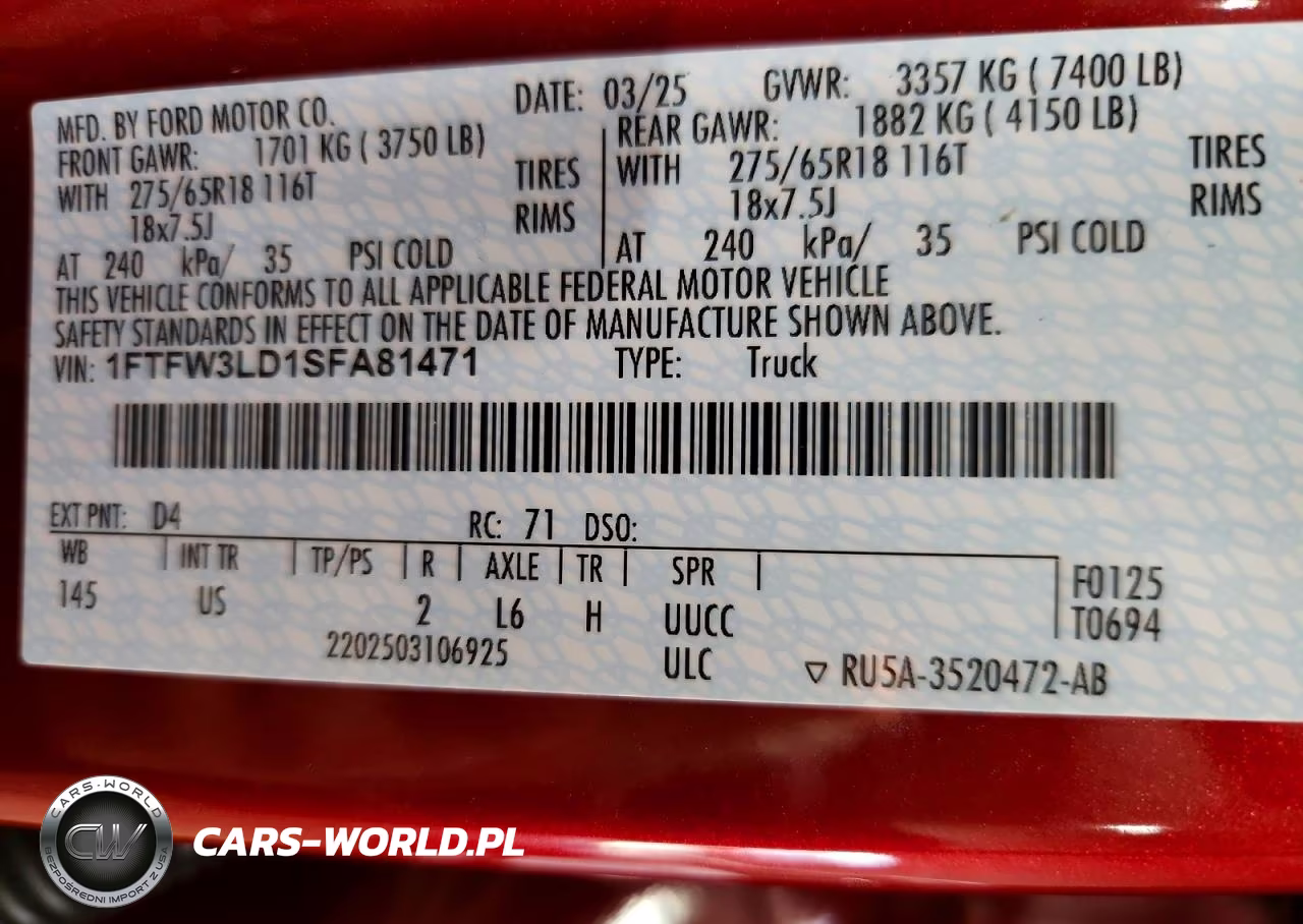 2025 Ford F150 Xlt VIN:1FTFW3LD1SFA81471 - 12
