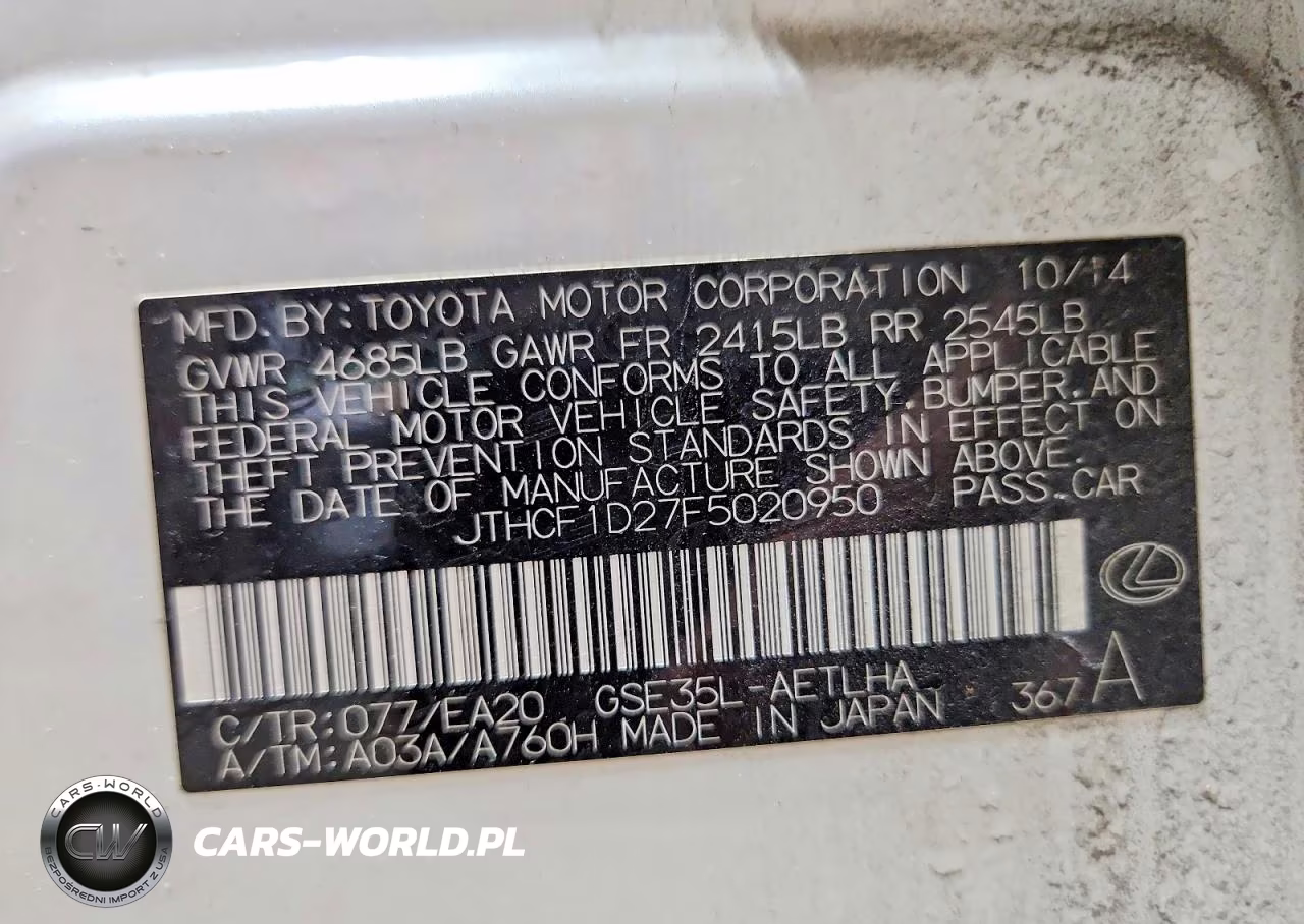 2015 Lexus Is 250 VIN:JTHCF1D27F5020950 - 12