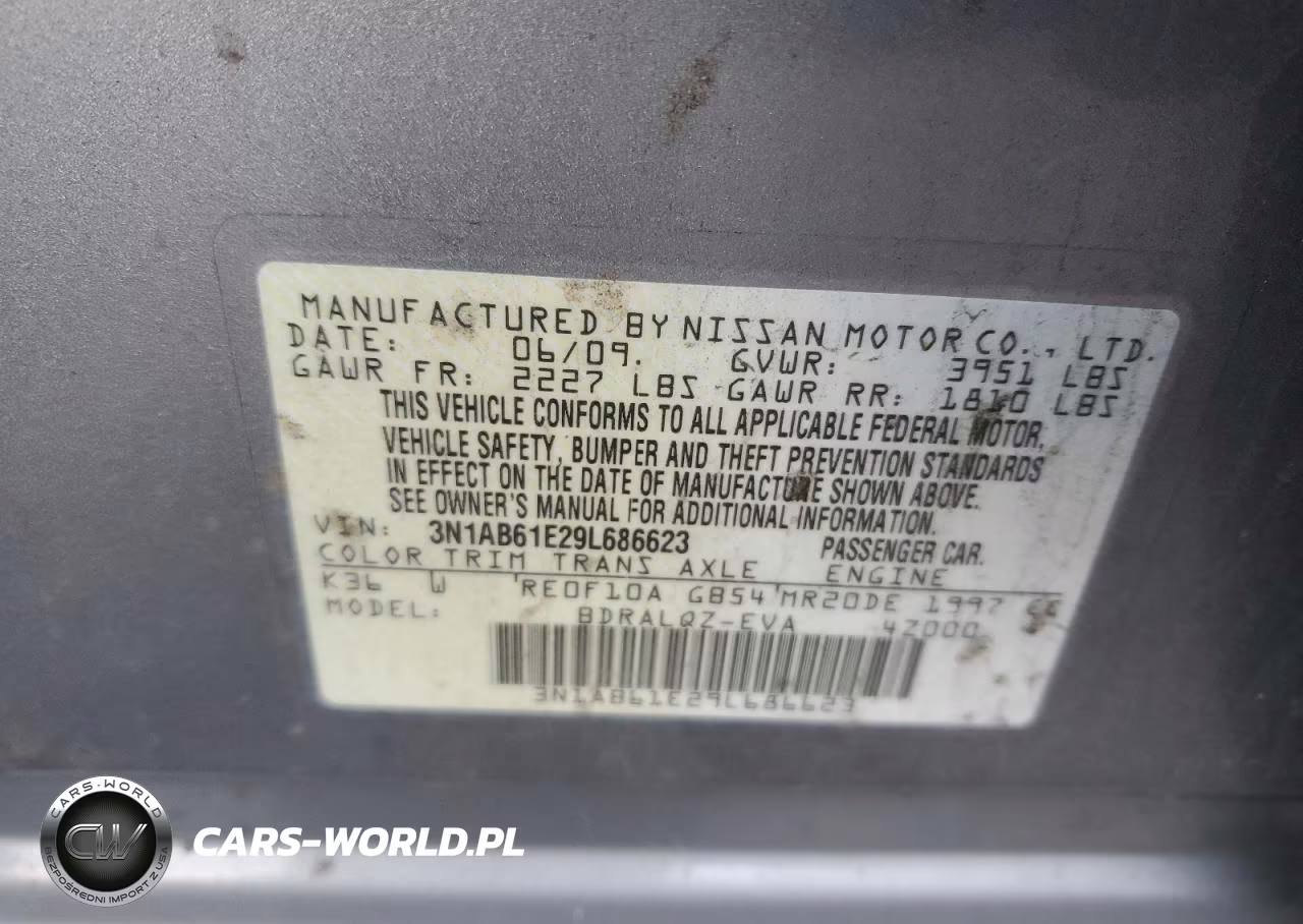 2009 Nissan Sentra 2.0 VIN:3N1AB61E29L686623 - 13