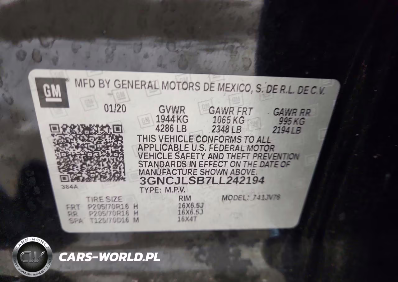 2020 Chevrolet Trax 1Lt VIN:3GNCJLSB7LL242194 - 13