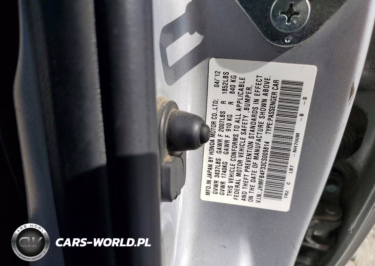 2012 Honda Civic Hybrid L VIN:JHMFB4F33CS009814 - 12