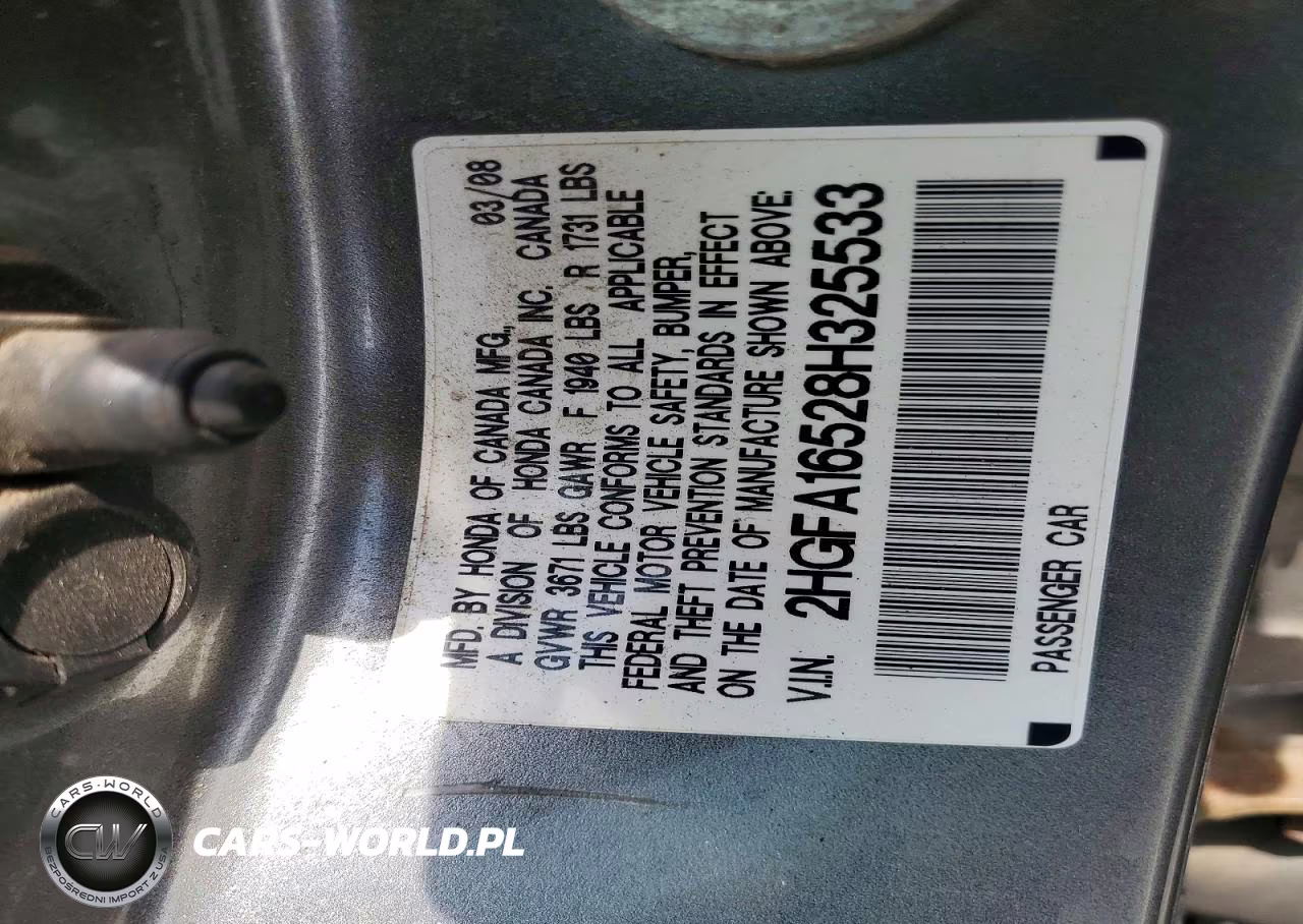 2008 Honda Civic Lx VIN:2HGFA16528H325533 - 12