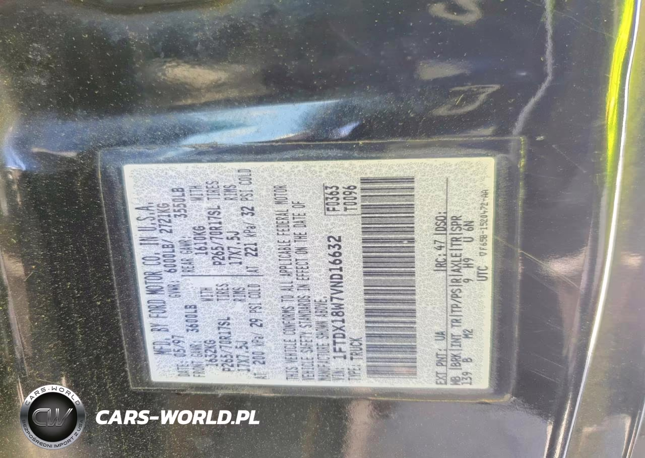 1997 Ford F150 VIN:1FTDX18W7VND16632 - 12