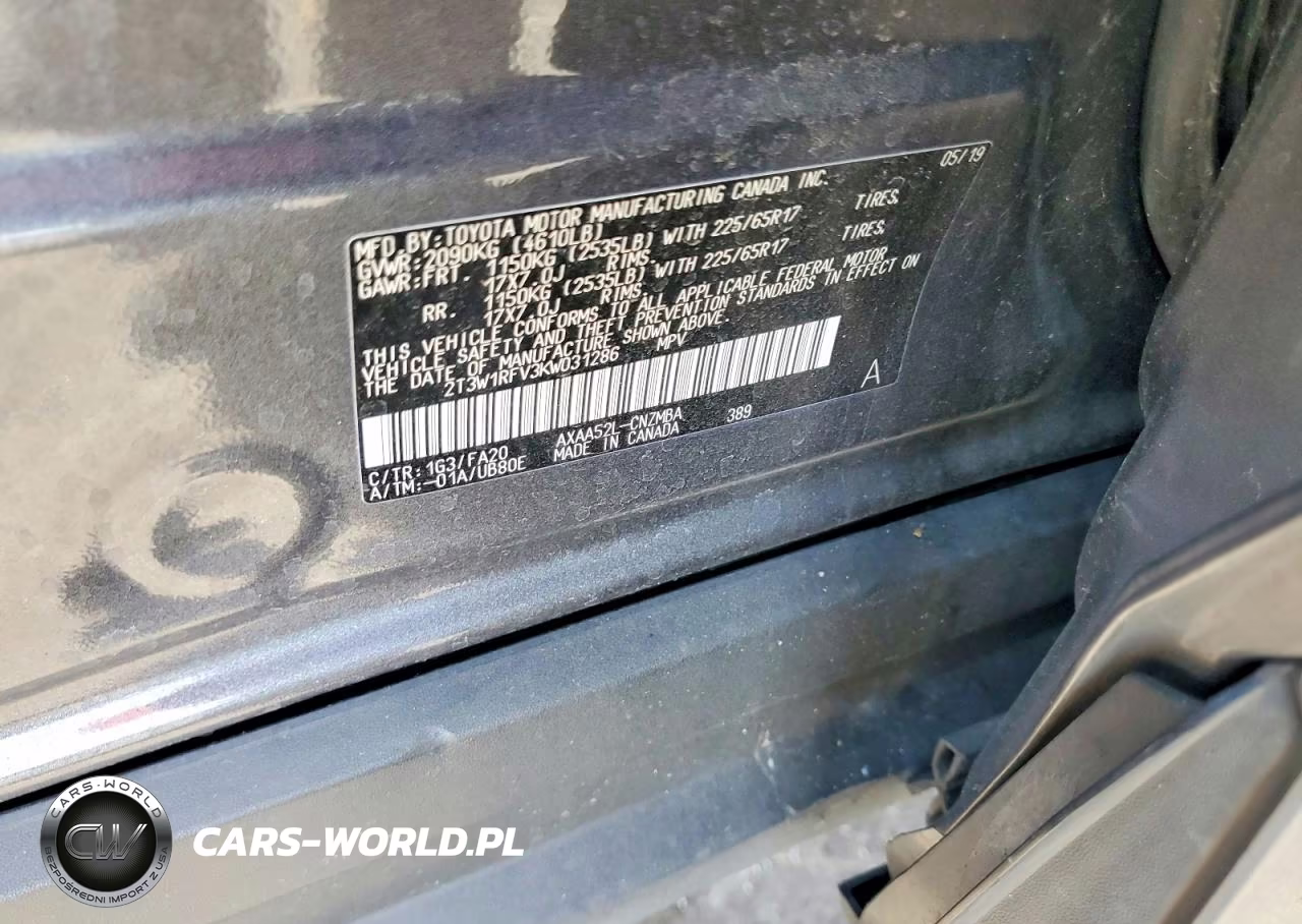 2019 Toyota Rav4 Xle VIN:2T3W1RFV3KW031286 - 13