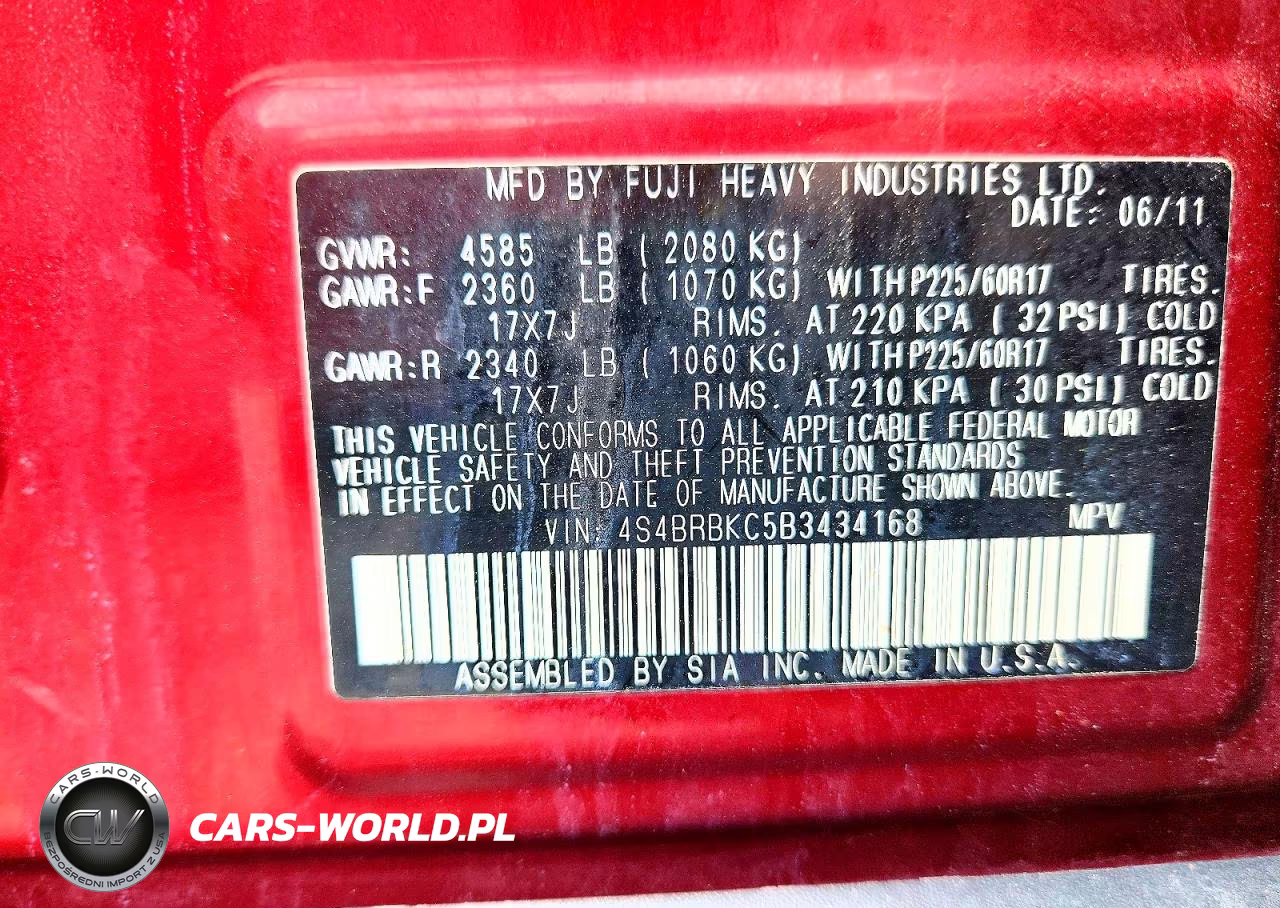 2011 Subaru Outback 2.5I Limited VIN:4S4BRBKC5B3434168 - 13