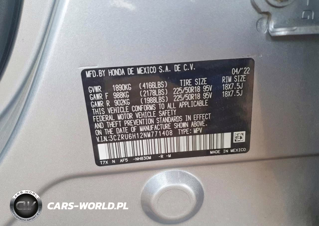 2022 Honda Hr-V Sport VIN:3CZRU6H12NM771408 - 12