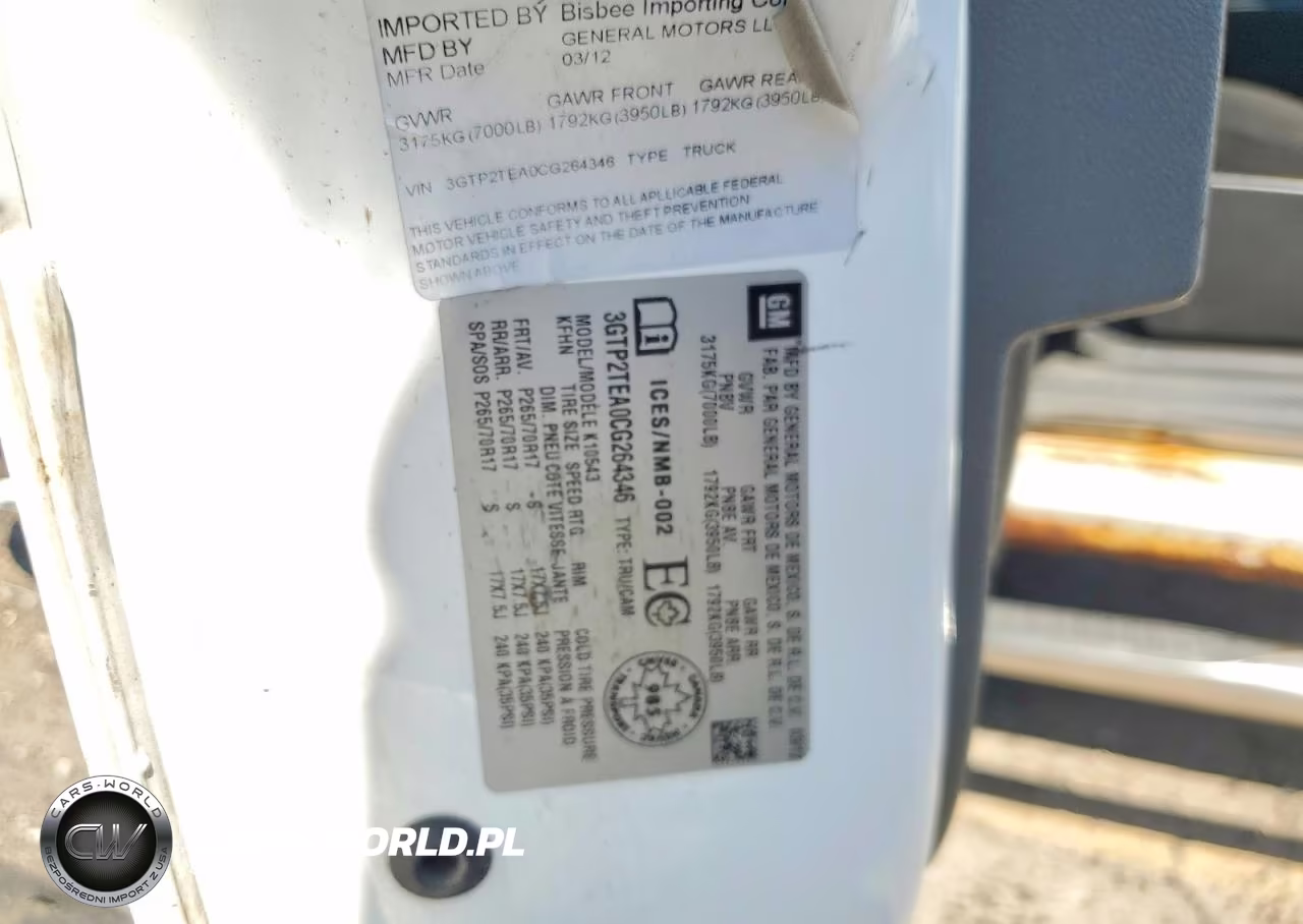 2012 GMC Sierra K1500 VIN:3GTP2TEA0CG264346 - 12