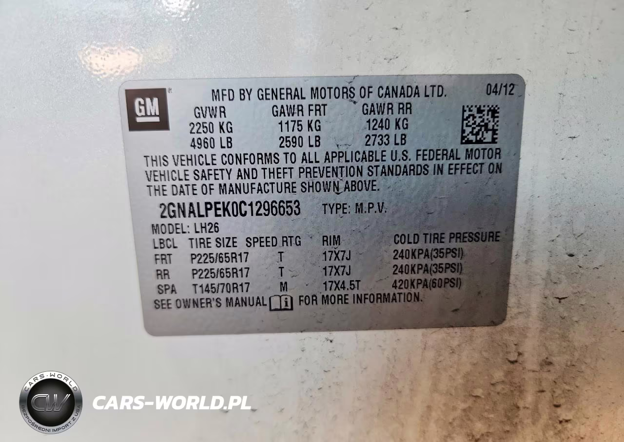 2012 Chev Equinox VIN:2GNALPEK0C1296653 - 13
