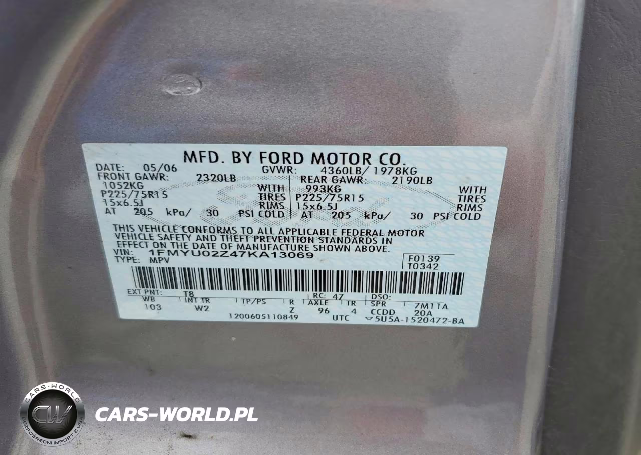 2007 Ford Escape Xls VIN:1FMYU02Z47KA13069 - 13