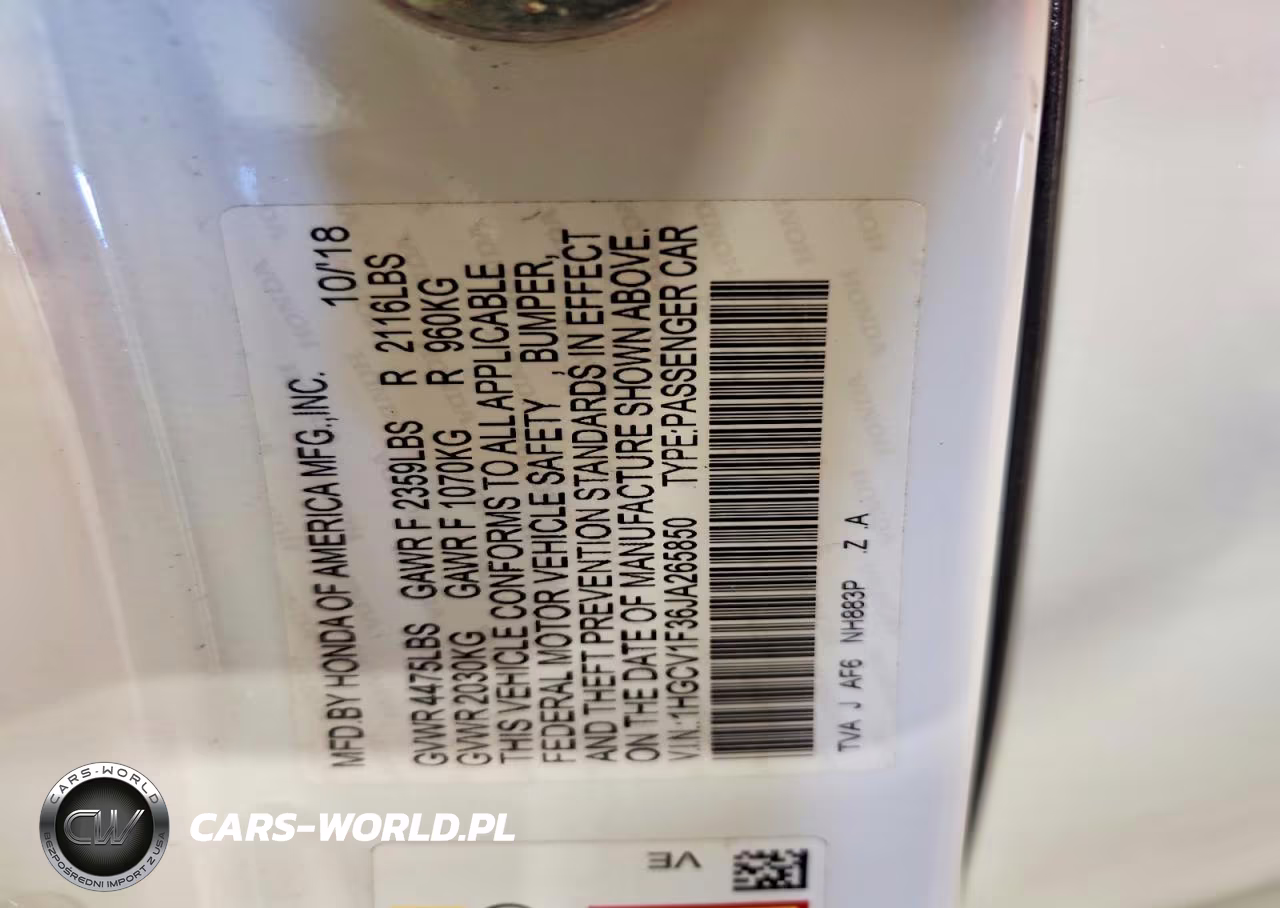 2018 HONDA ACCORD SPORT VIN:1HGCV1F36JA265850 - 12
