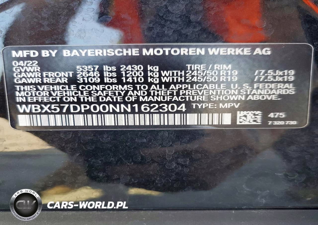 2022 BMW X3 xDrive30I VIN:WBX57DP00NN162304 - 13
