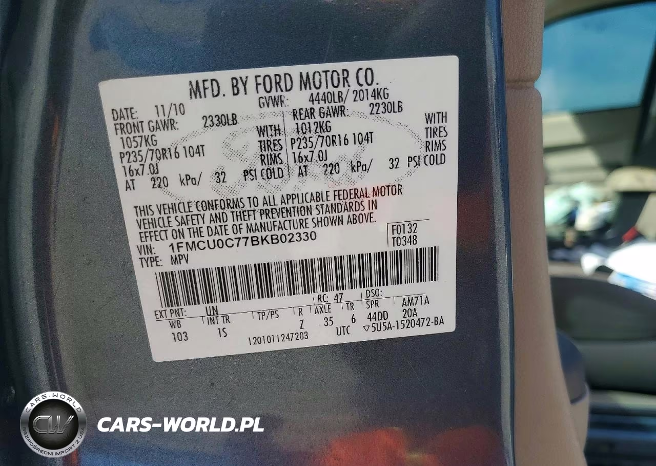 2011 Ford Escape Xls VIN:1FMCU0C77BKB02330 - 13