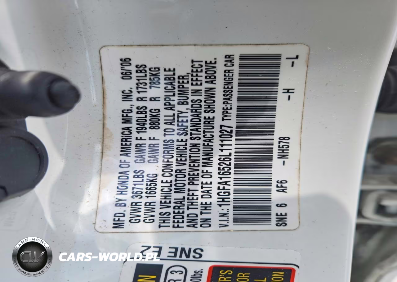 2006 Honda Civic VIN:1HGFA16526L111027 - 12