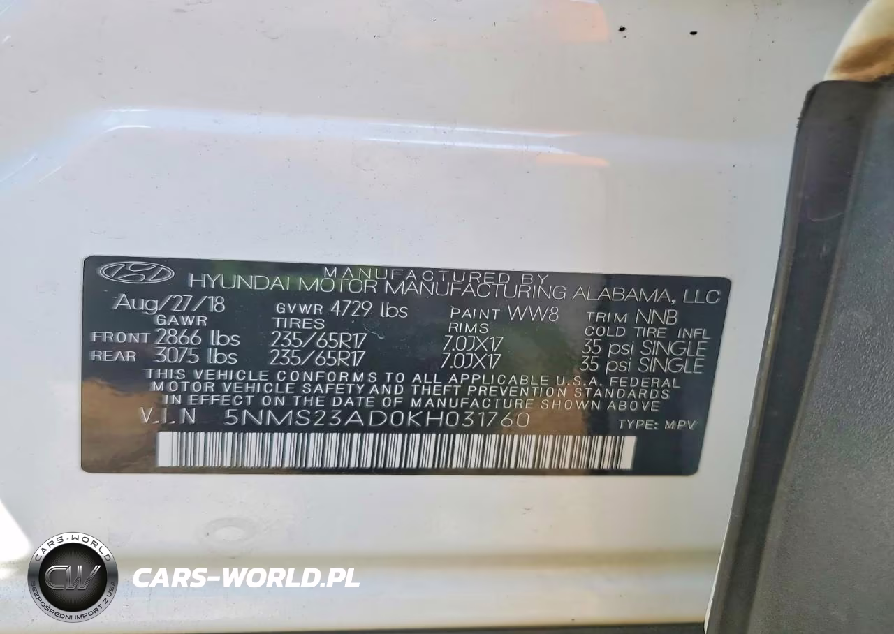2019 Hyundai Santa Fe Se VIN:5NMS23AD0KH031760 - 13