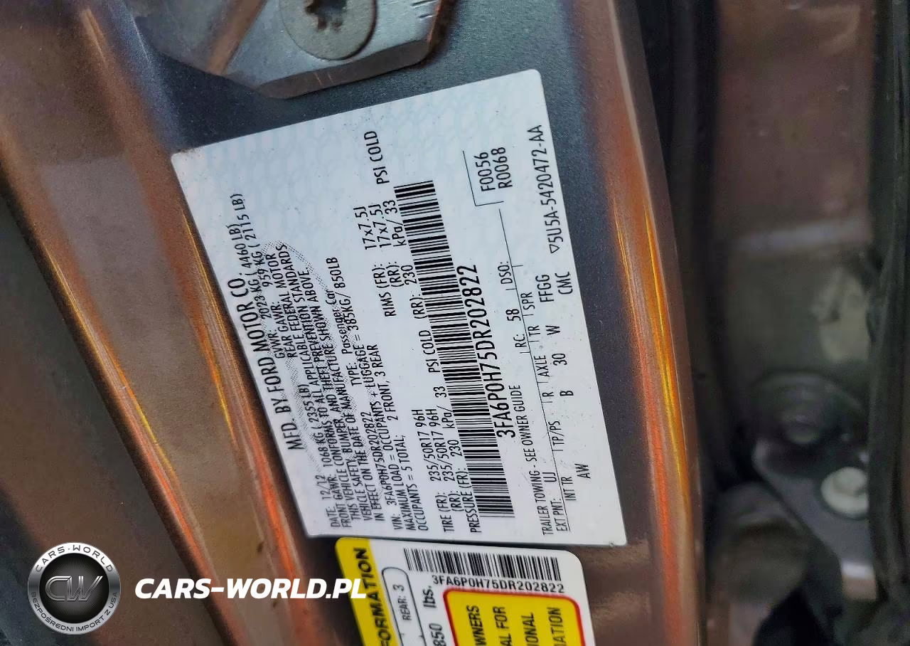 FORD FUSION SE VIN:3FA6P0H75DR202822 - 12