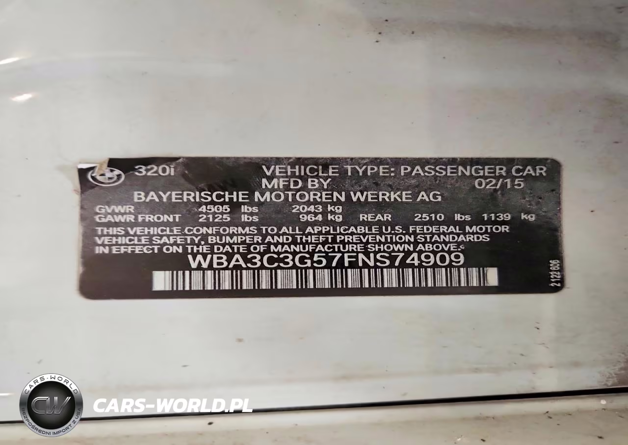 2015 BMW 320 I xDrive VIN:WBA3C3G57FNS74909 - 12