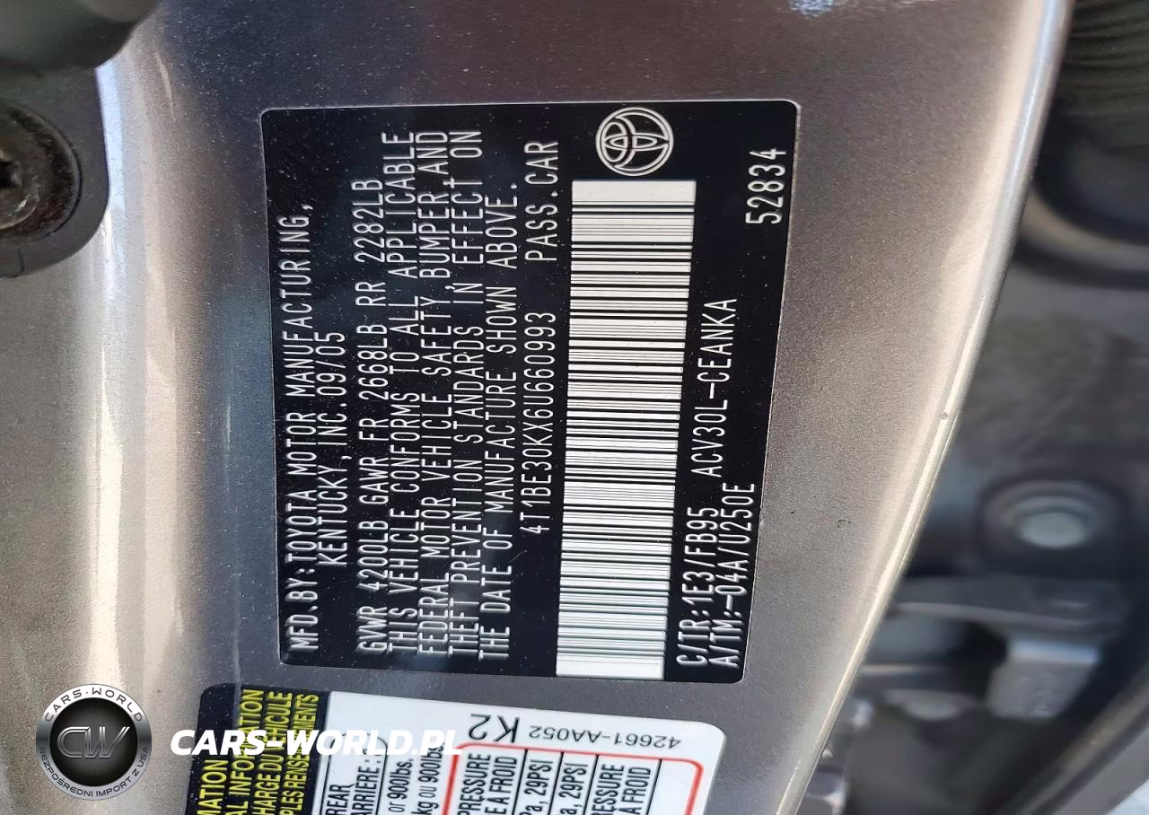 2006 Toyota Camry Le VIN:4T1BE30KX6U660993 - 13