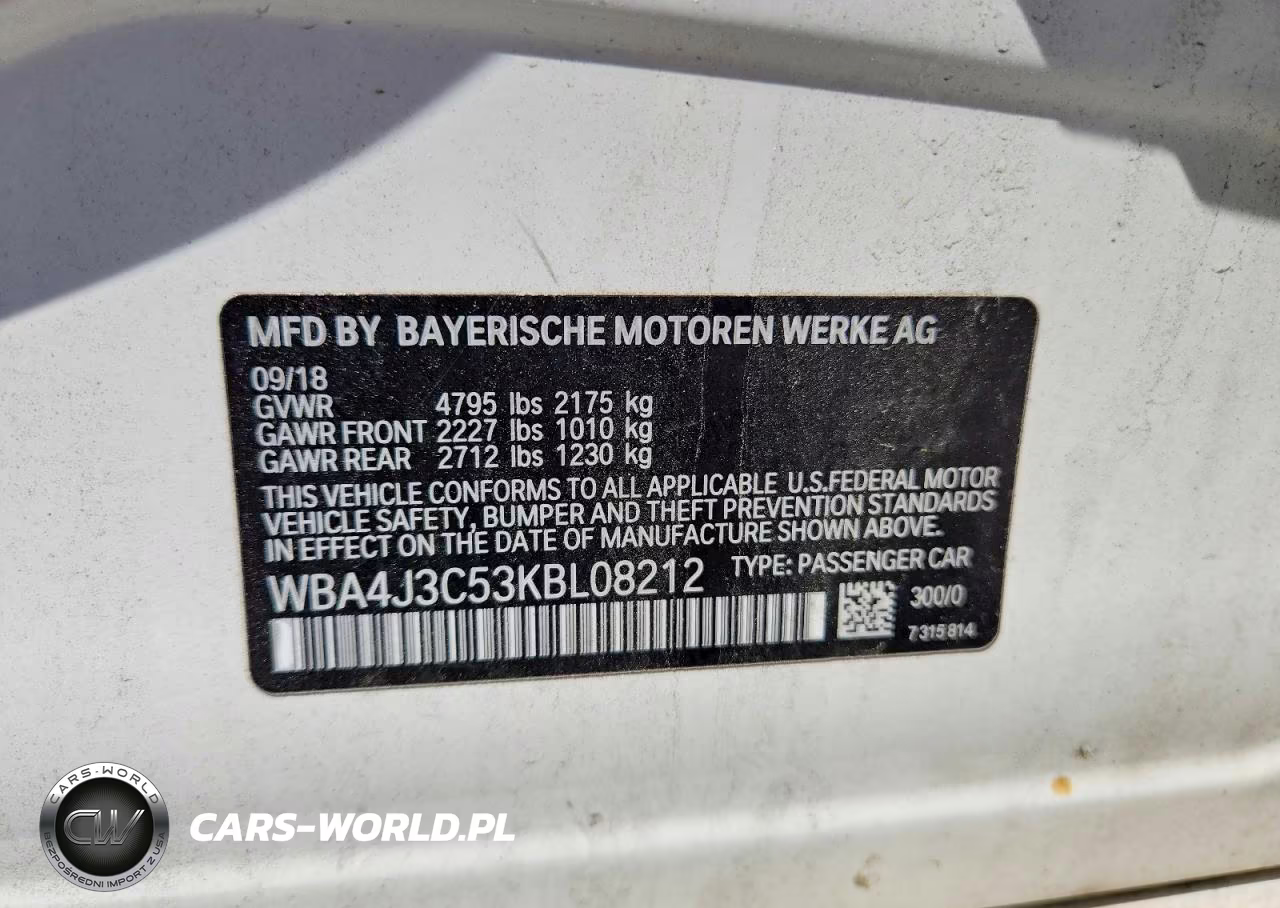 2019 BMW 430Xi Gran Coupe VIN:WBA4J3C53KBL08212 - 12