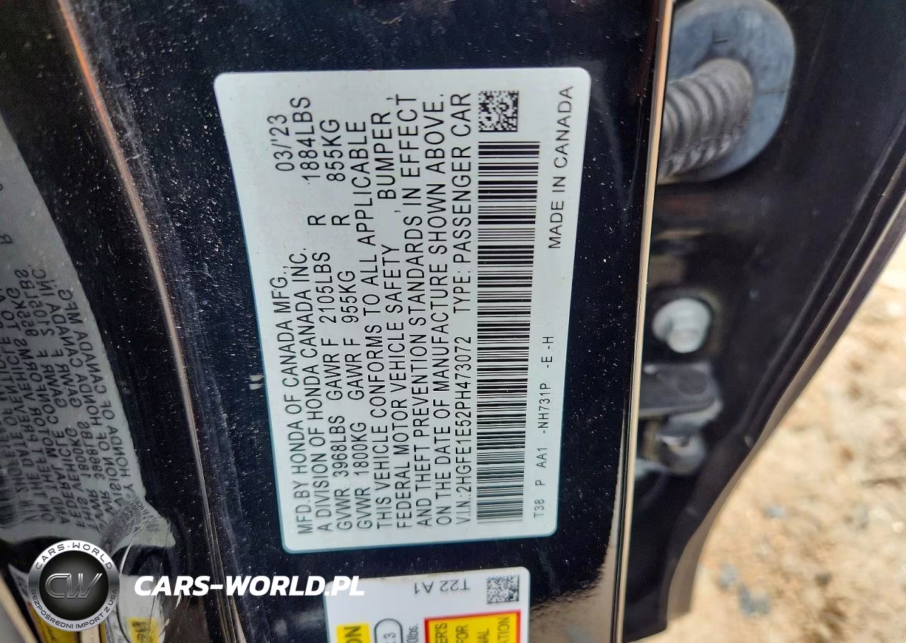 2023 Honda Civic Si VIN:2HGFE1E52PH473072 - 12
