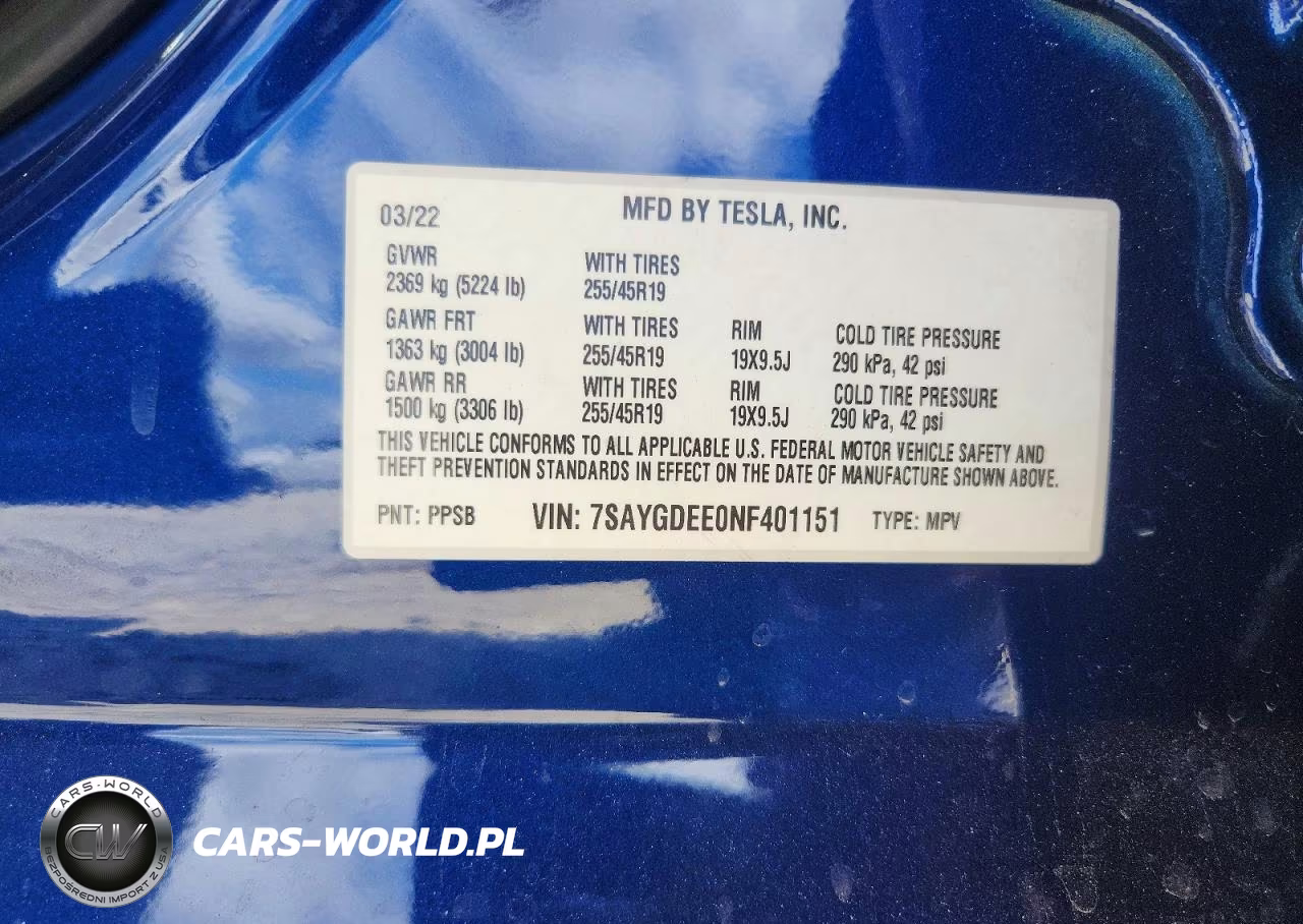2022 Tesla Model Y VIN:7SAYGDEE0NF401151 - 12