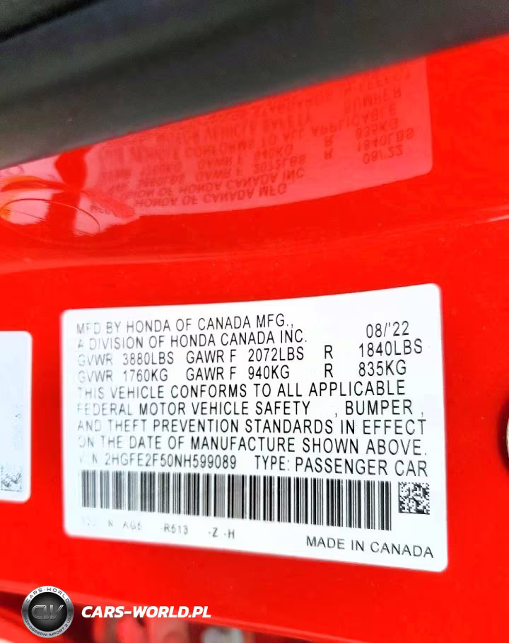 2022 Honda Civic Sport VIN:2HGFE2F50NH599089 - 13