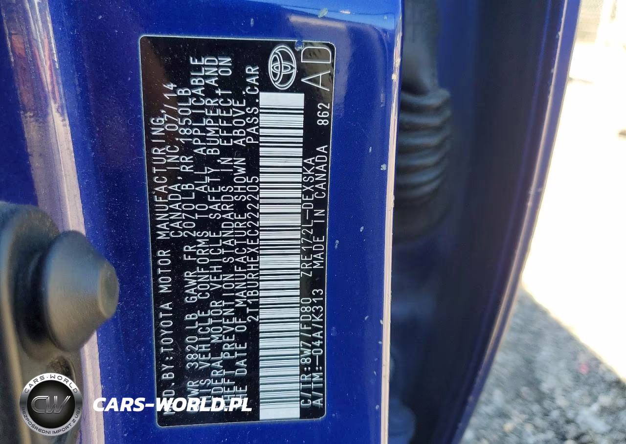 2014 Toyota Corolla S Plus VIN:2T1BURHEXEC222205 - 12