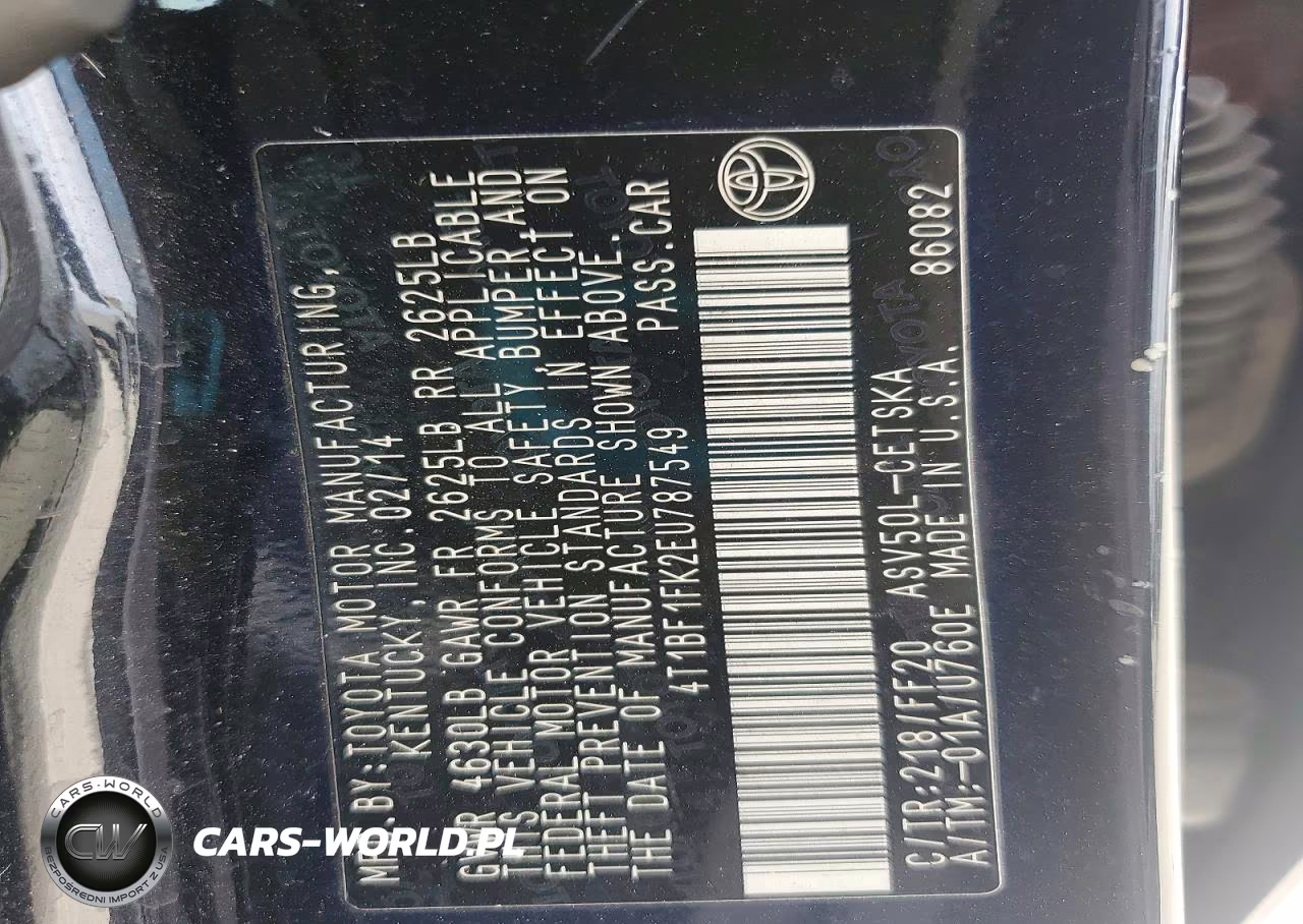 2014 Toyota Camry Se VIN:4T1BF1FK2EU787549 - 12