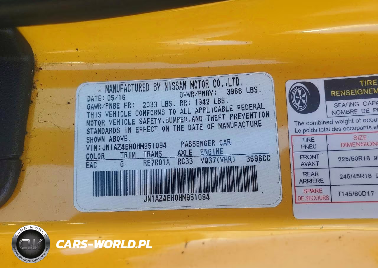 2017 Nissan 370Z Base VIN:JN1AZ4EH0HM951094 - 12