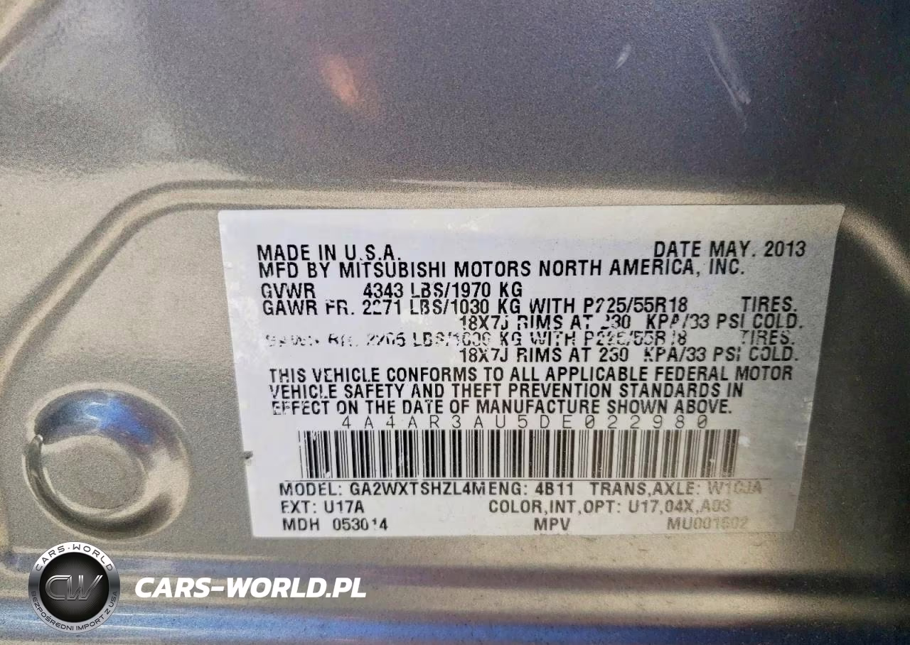 2013 Mitsubishi Outlander Sport Es VIN:4A4AR3AU5DE022980 - 13