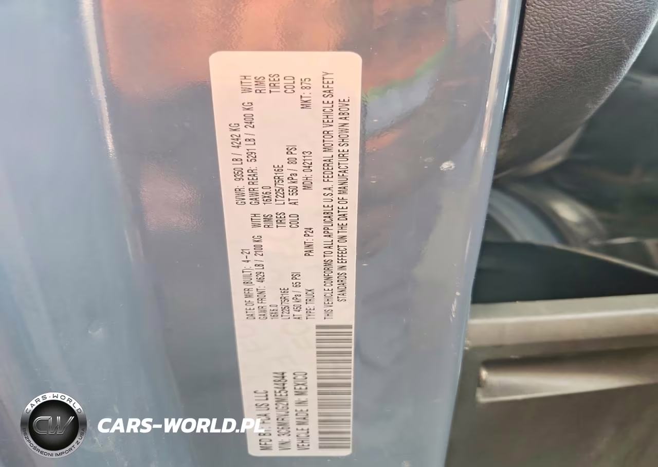 2021 Ram Promaster 3500 3500 High VIN:3C6MRVJG2ME544844 - 13
