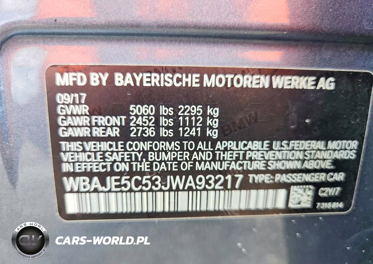 2018 BMW 540 I VIN:WBAJE5C53JWA93217 - 12