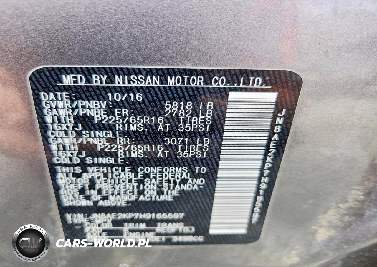 2017 Nissan Quest Sv VIN:JN8AE2KP7H9165597 - 14