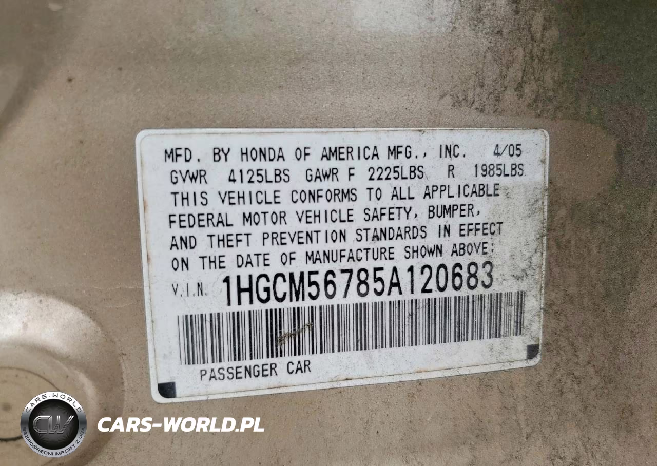 2005 Honda Accord Ex VIN:1HGCM56785A120683 - 12