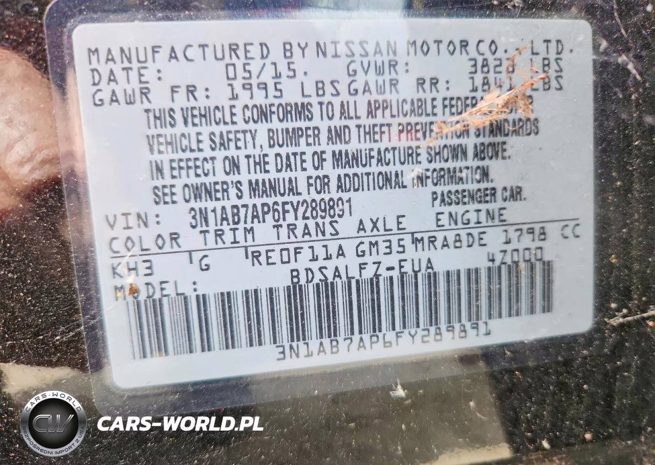 2015 Nissan Sentra Fe+ S VIN:3N1AB7AP6FY289891 - 12
