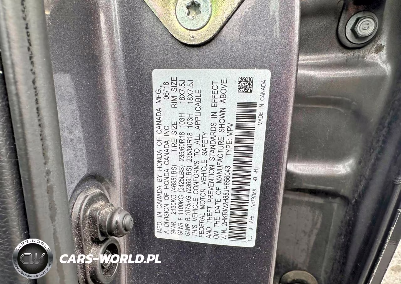 2018 Honda Cr-V Exl VIN:2HKRW2H88JH656043 - 10