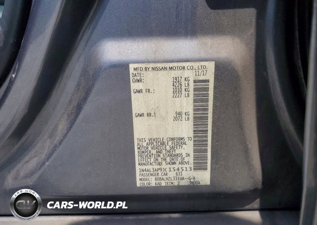 2018 Nissan Altima 2.5 Sr VIN:1N4AL3AP9JC154513 - 12