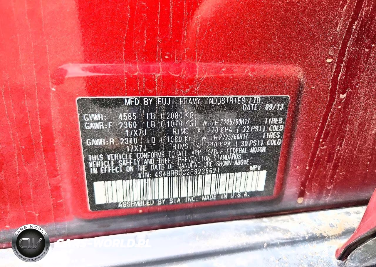 2014 Subaru Outback 2.5I Premium VIN:4S4BRBCC2E3236621 - 13